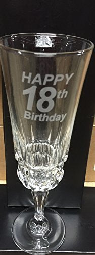 Cut Crystal Champagne Flute 18th Birthday in Red & Black Box