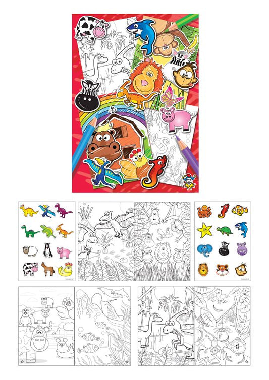 Mini Fun Sticker and Colouring Book