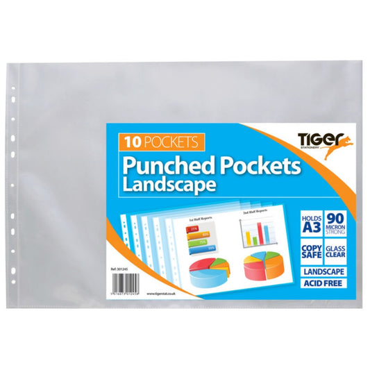 10 Tiger A3 Landscape Punched Pockets