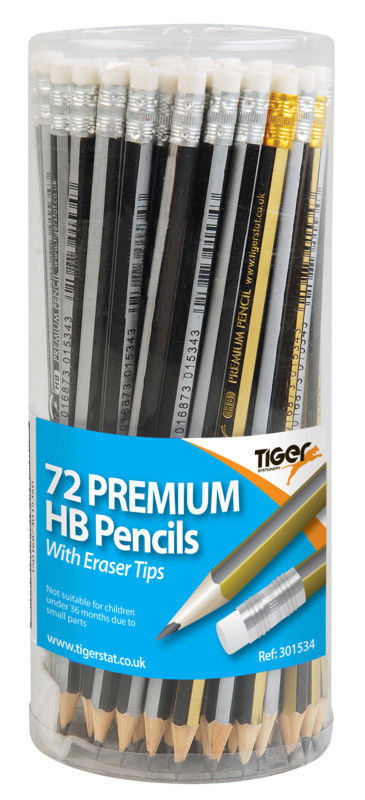 Tub of 72 HB Pencils With Eraser Tips