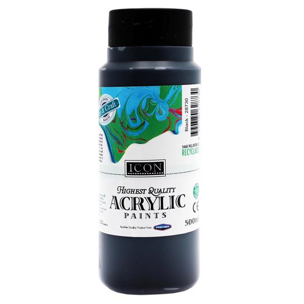 Black Acrylic Paint 500ml by Icon Art