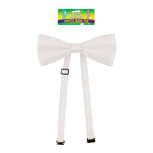 Mens Satin Plain White Pre Tied Ajustable Bow Tie