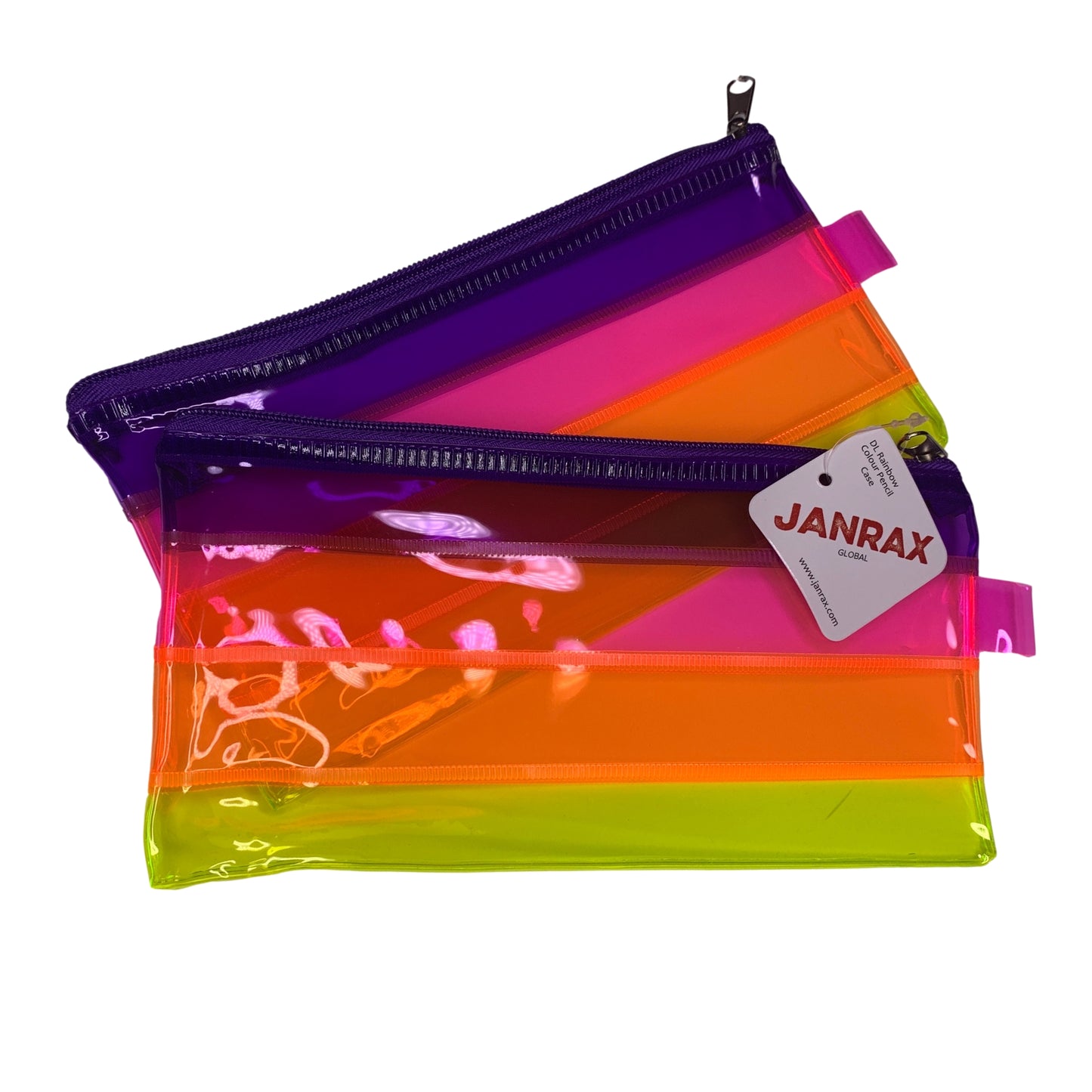 Pack of 12 DL Rainbow Coloured Rainbow Pencil Cases