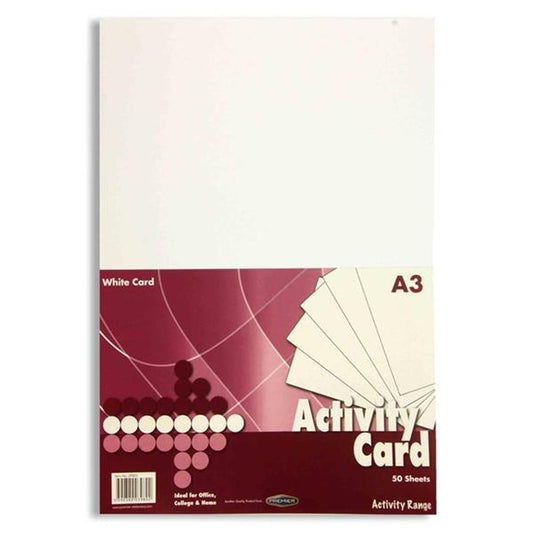 Pack of 50 A3 160gsm White Card Sheets by Premier Activity