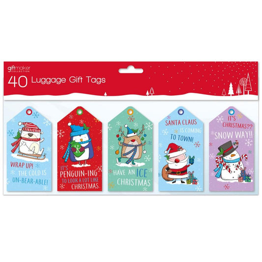 Pack of 40 Christmas Luggage Gift Tags - Kids Design