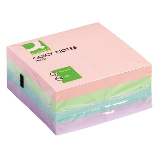 400 Sticky Note Sheet Quick Note Cube 76 x 76mm Pastel Colours