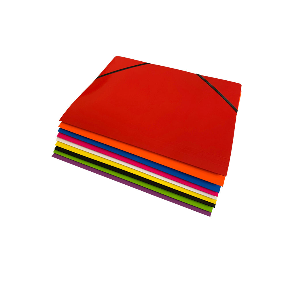 Janrax A4 Red Laminated Card 3 Flap Folder with Elastic Closure