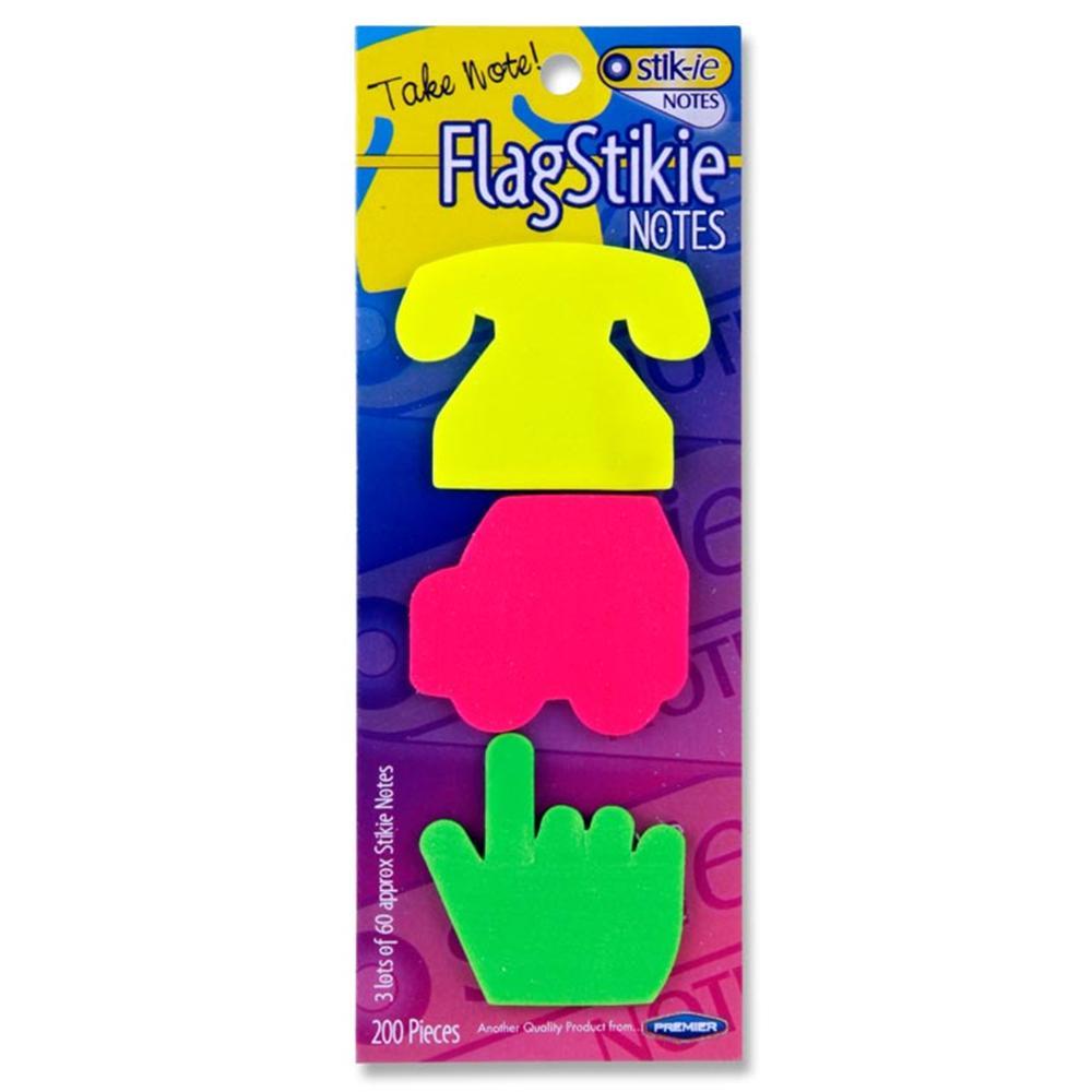 Pack of 3 Assorted Shapes Stickie Notes Tabs by Stik-ie