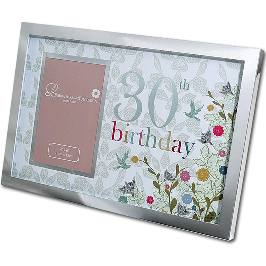 Large Silver Plated 4" x 6" 30th Birthday