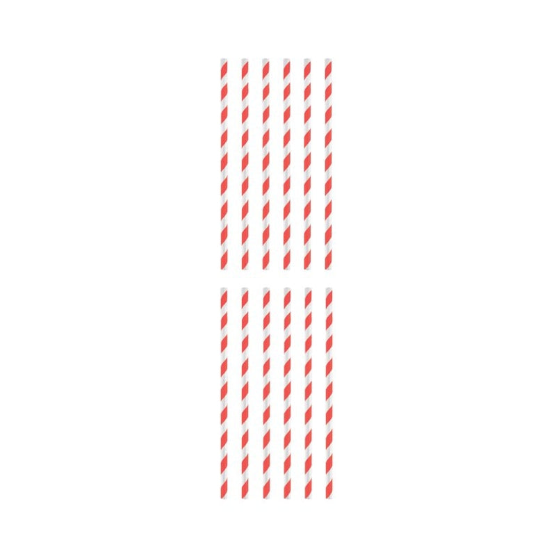 Pack of 12 Red And White Striped Paper Straws