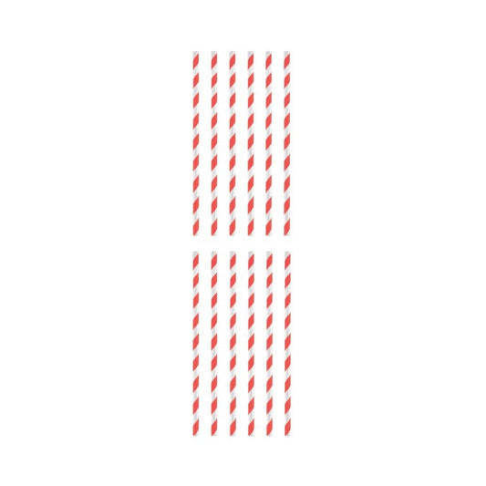 Pack of 12 Red And White Striped Paper Straws