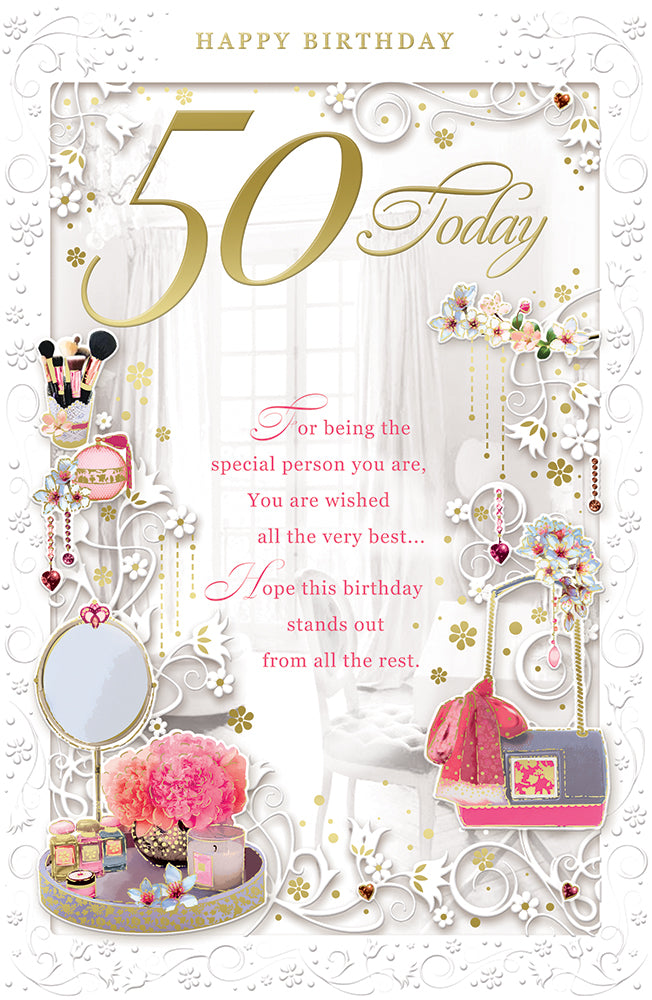 50 Today Open Female Birthday Opacity Card