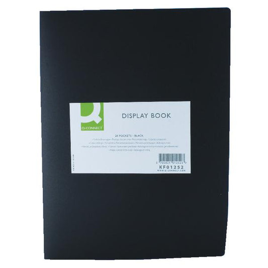 Q-Connect Polypropylene Display Book 20 Pocket Black