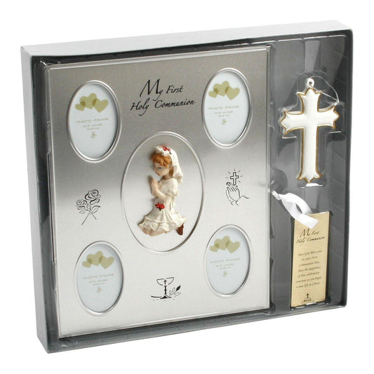 Juliana Communion Set-Collage Frame,Cross & Bookmark - Girl