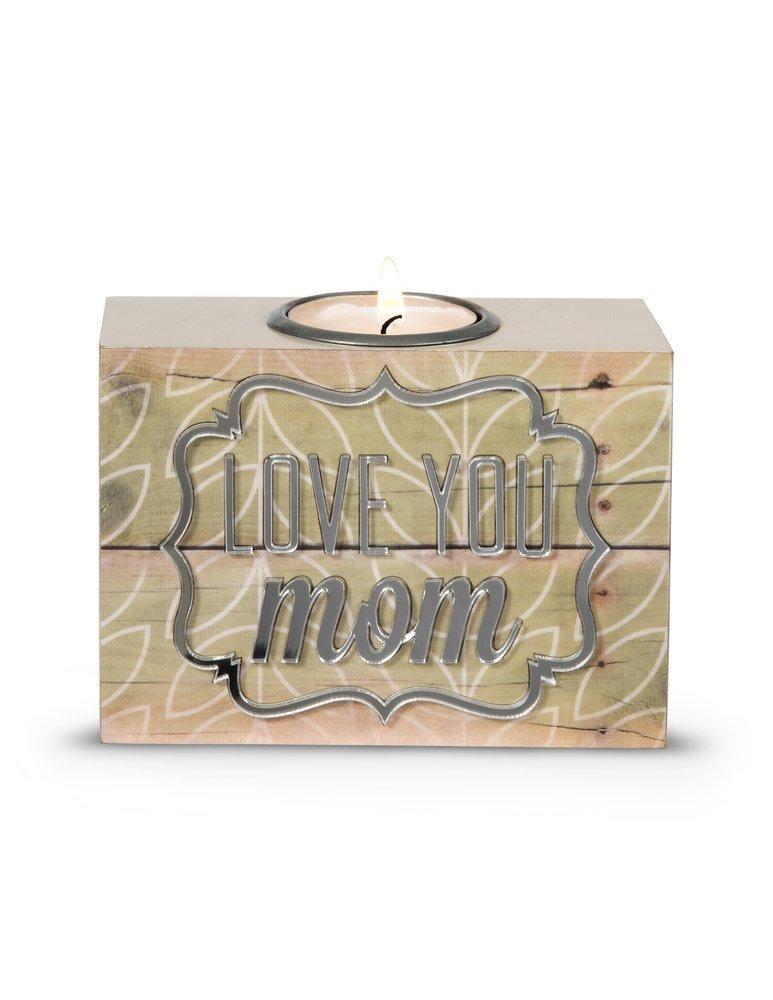 Love You Mom Tea Light Holder, Radiant Reflections 4.5 x 3.25"