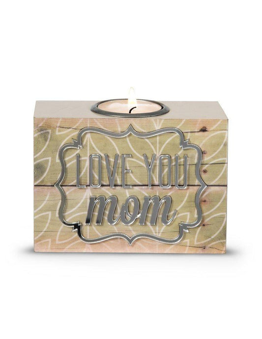 Love You Mom Tea Light Holder, Radiant Reflections 4.5 x 3.25"