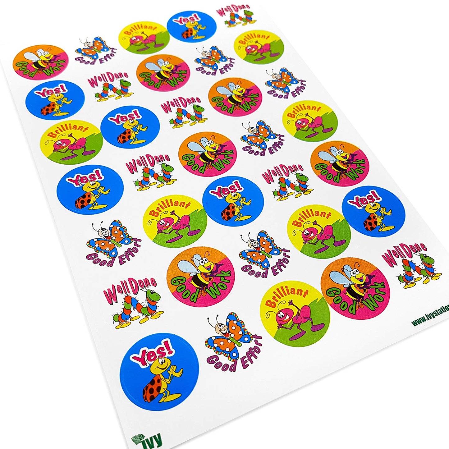 Pack of 420 23.5mm Assorted Motivational Merit Award Face Stickers