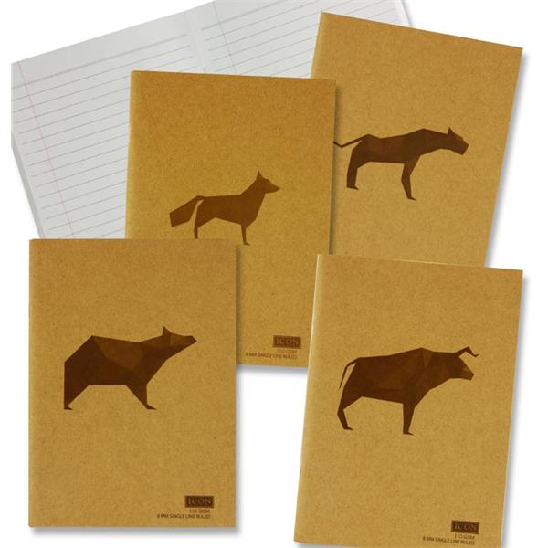 A5 80 Pages 110gsm Animalia Design Kraft Notebook by Icon Art