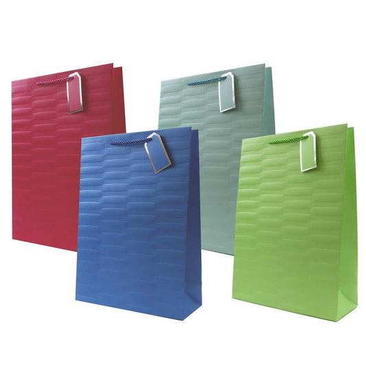 Pack of 12 Embossed Bright Coloured Extra Large Gift Bags