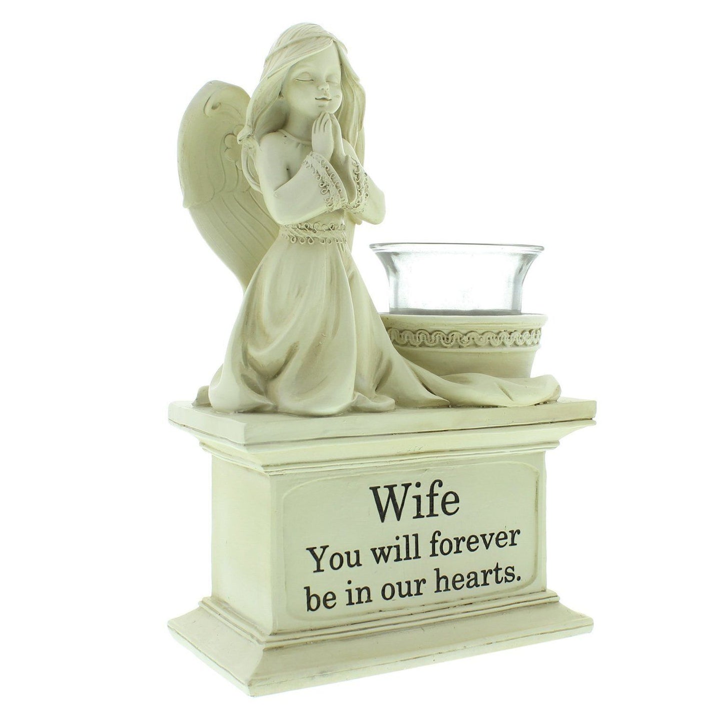 Graveside Memorial 21cm Kneeling Figurine with T-Lite - Wife