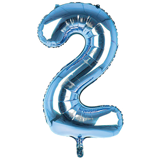 Giant Foil Light Blue 2 Number Balloon