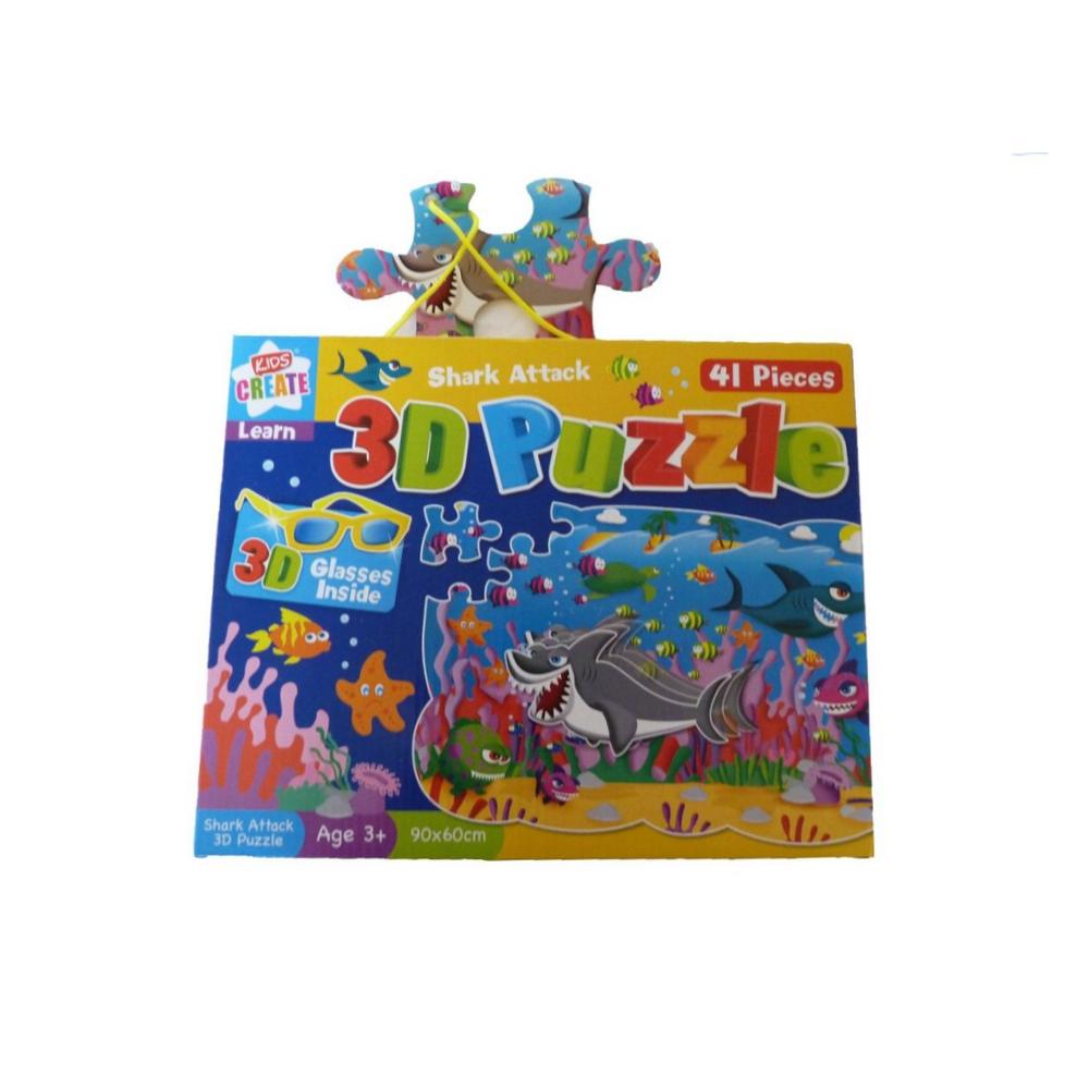 3D Shark Attack Boys Puzzle - 3D Glasses