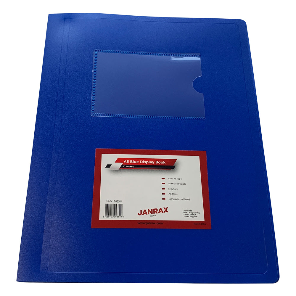 A5 Blue Flexible Cover 10 Pocket Display Book