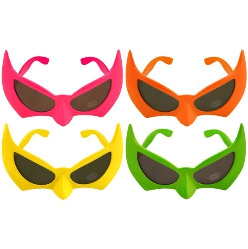 Neon Coloured Bat Glasses with Dark Lens