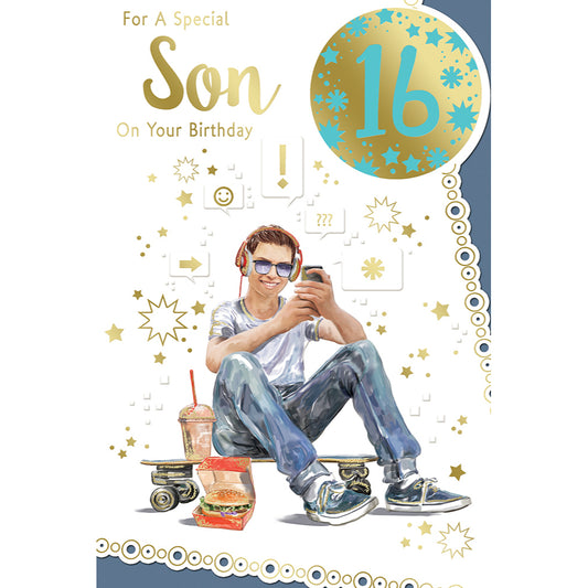 For a Special Son On Your 16th Birthday Celebrity Style Greeting Card