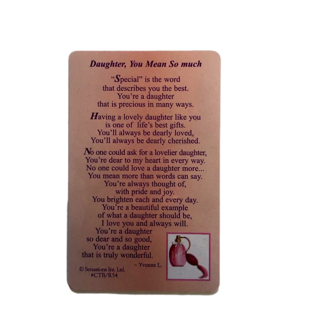 Daughter You Mean So Much' Sentimental Keepsake Wallet / Purse Card