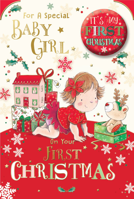 For a Special Baby Girl First Christmas Card