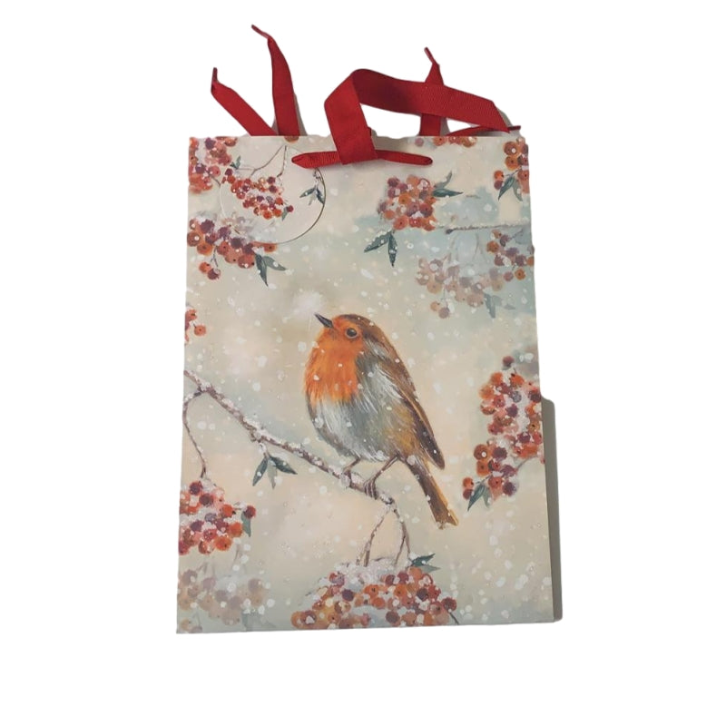 Traditional Robin Design Large Christmas Gift Bag