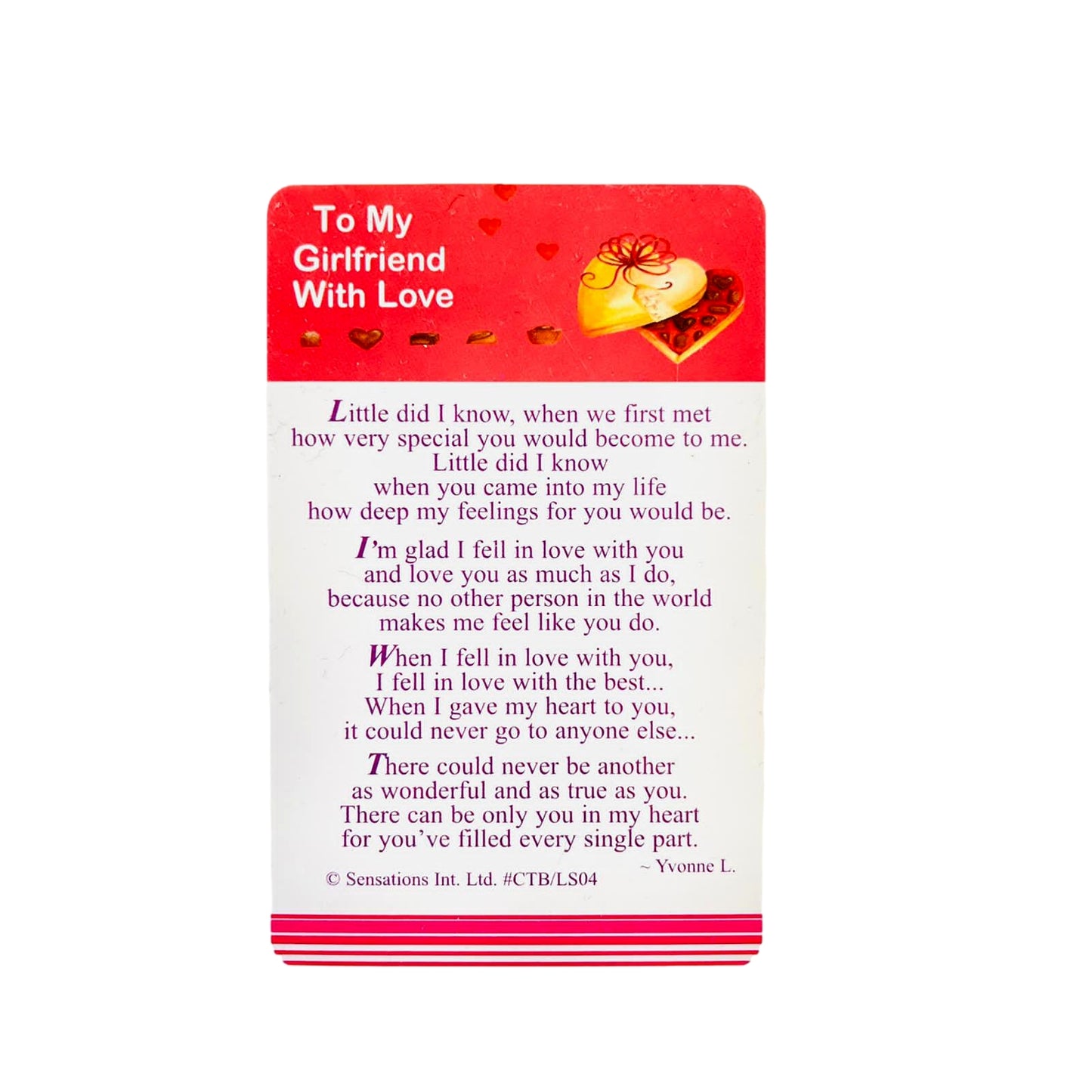 To My Girlfriend With Love ....Wallet Card (Sentimental Keepsake Wallet / Purse Card)