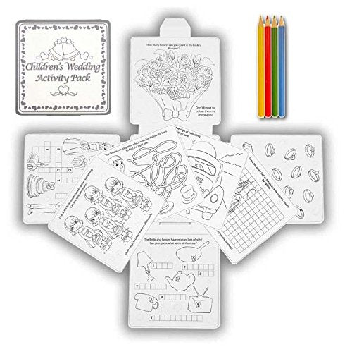 Pack of 36 Wedding Childrens Activity Pack / Crayons Drawing Colouring Book Travel Games