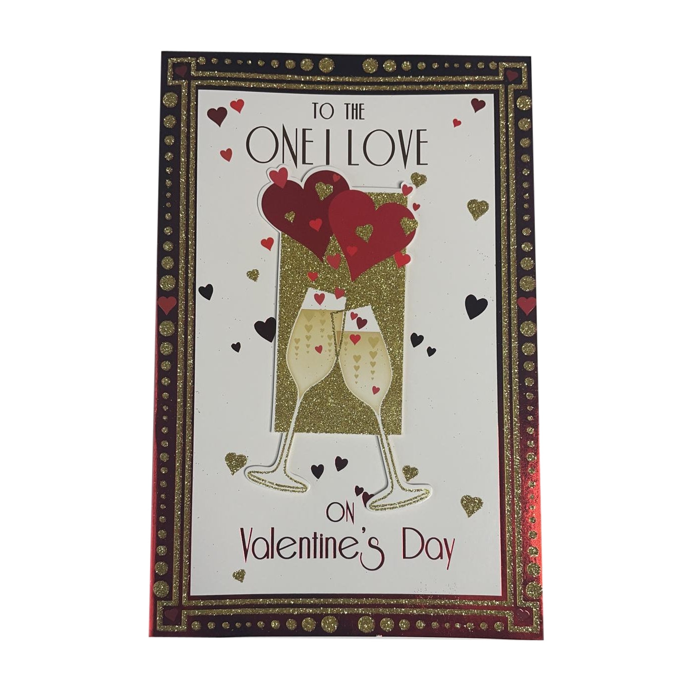 To The One I Love Hearts And Champagne Design Open Valentine's Day Card