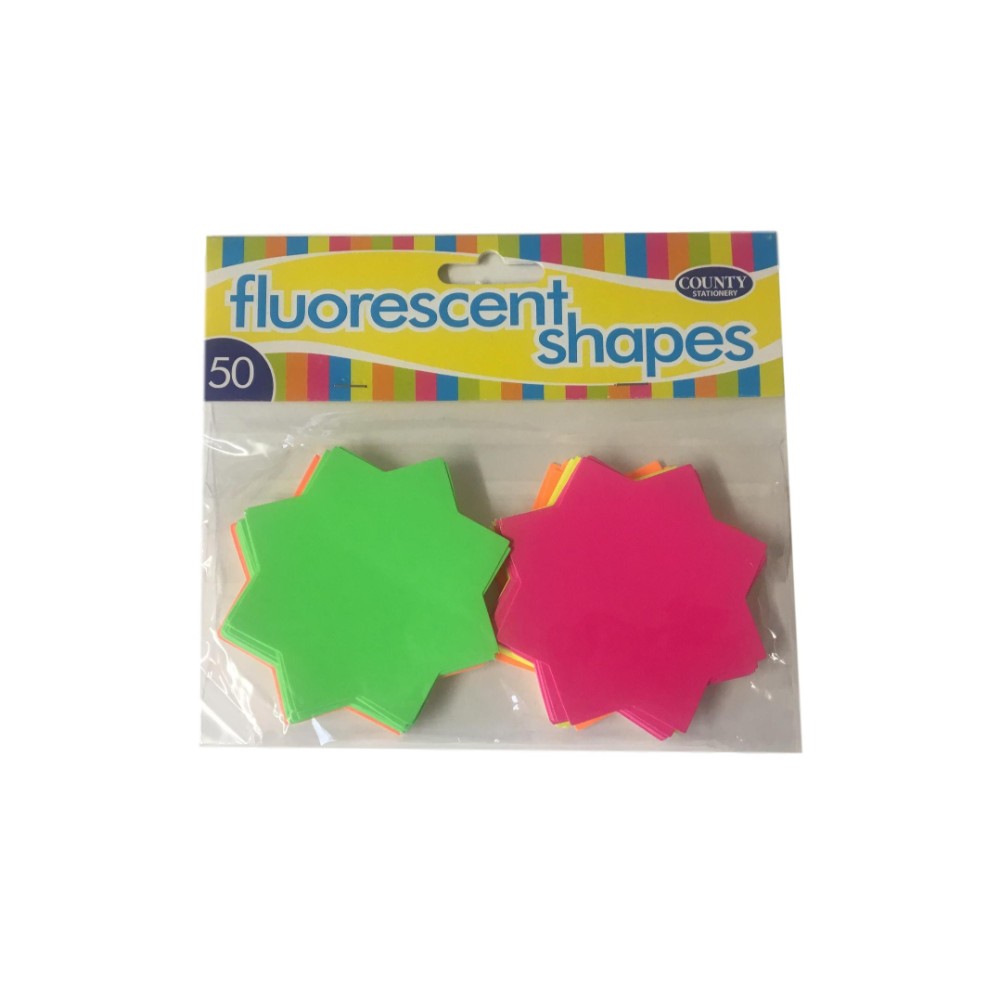 50 Fluorescent Star Shapes 74mm