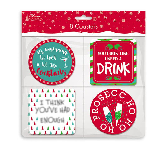 Pack of 8 Novelty Christmas Coasters