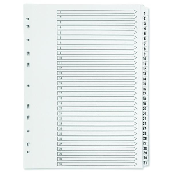 A4 White Plastic 31 Part Tabbed File Index Dividers For Ring Binders / Lever Arch