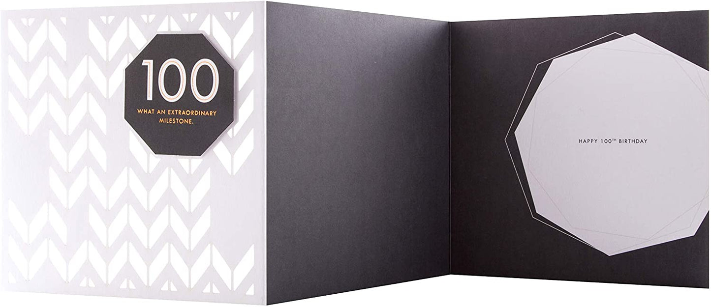 100th Birthday Card Laser-cut 3D Design with Copper Foil Details