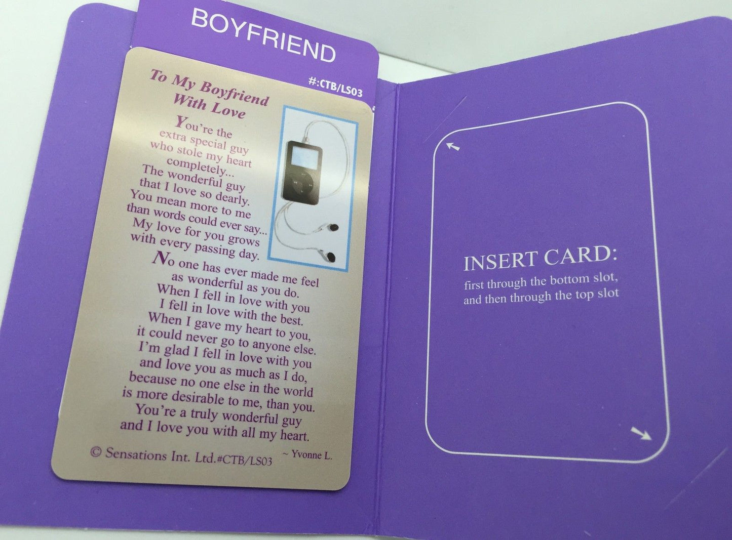 My Boyfriend With Love....Wallet Card (Sentimental Keepsake Wallet / Purse Card)