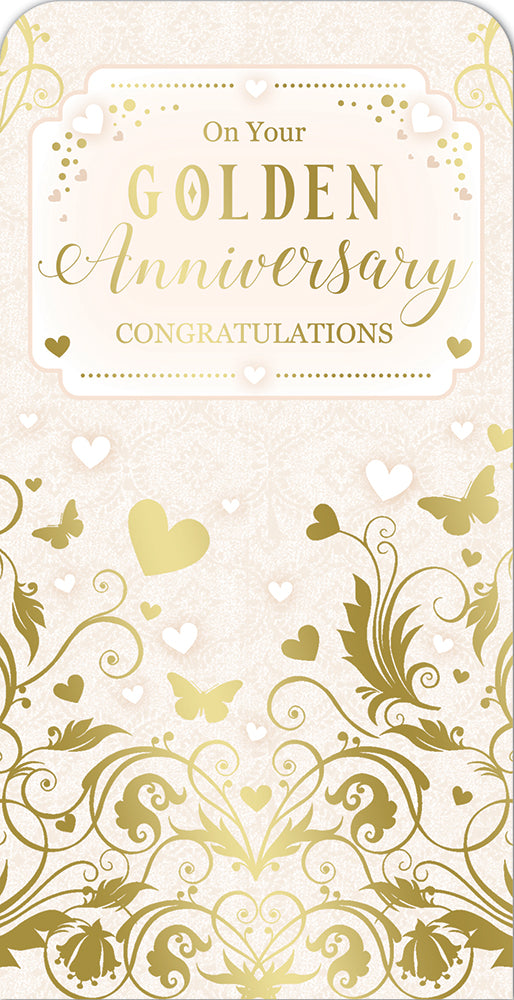 50th Golden Wedding Anniversary Luxury Gift Money Wallet Card