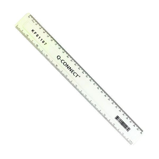 Pack of 10 Acrylic Shatter Resistant Ruler 30cm Clear