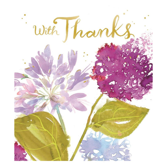 Foil Finished Flowers Design Thank You Card