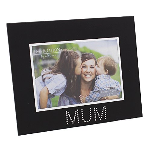 Black Glass Mum Photo Picture Frame 5x3.5"