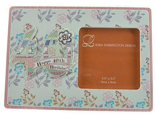 Laura Darrington Patchwork Collection 19cm Wooden Picture Frame - Happy 40th Birthday, 4" x 6" Photo