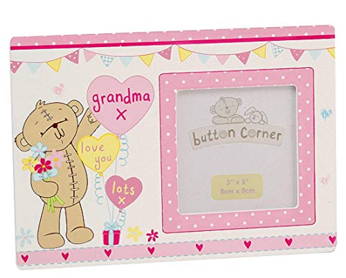 Button Corner MDF Photo Frame 3x3 - Grandma Quality Birthday Gift