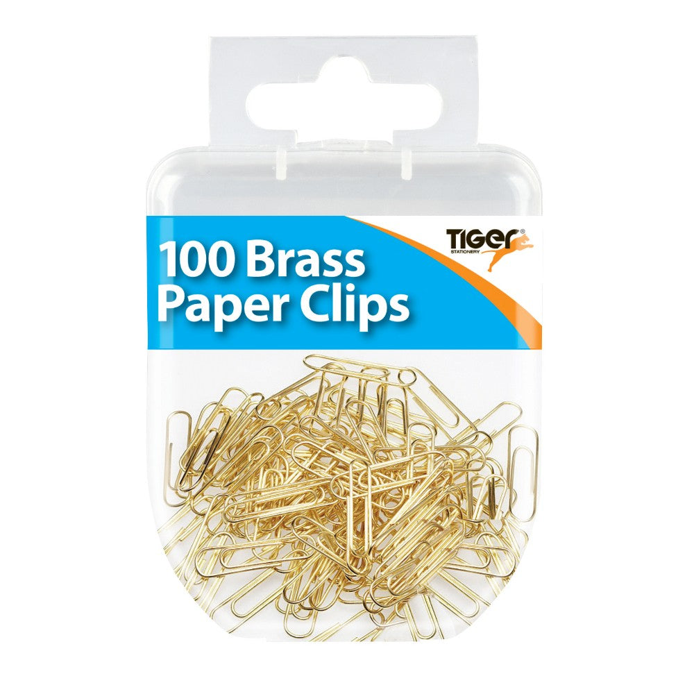 Pack of 100 Brass 33mm Paper Clips