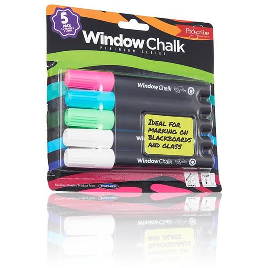 Pack of 5 Window Chalk Markers by Pro:scribe