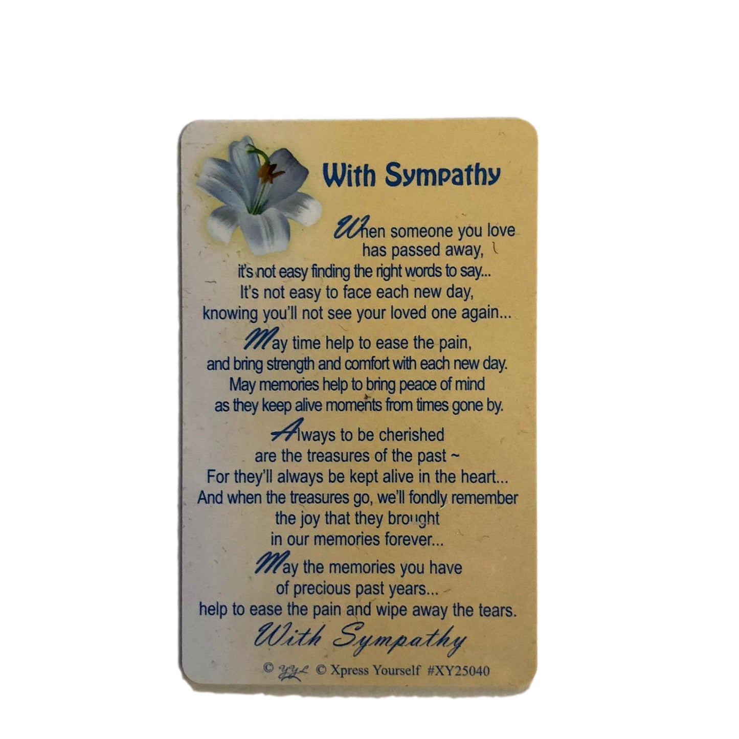 Thinking Of You Keepsake Card With Sympathy