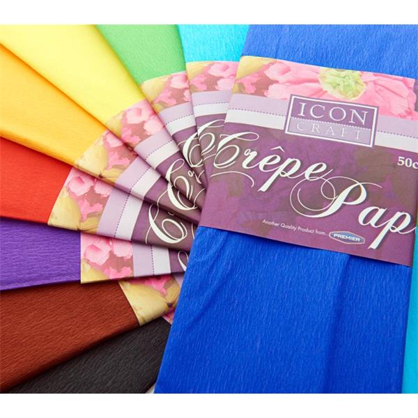 Pack of 10 Assorted 50cm x 2m Crepe Paper by Icon Craft